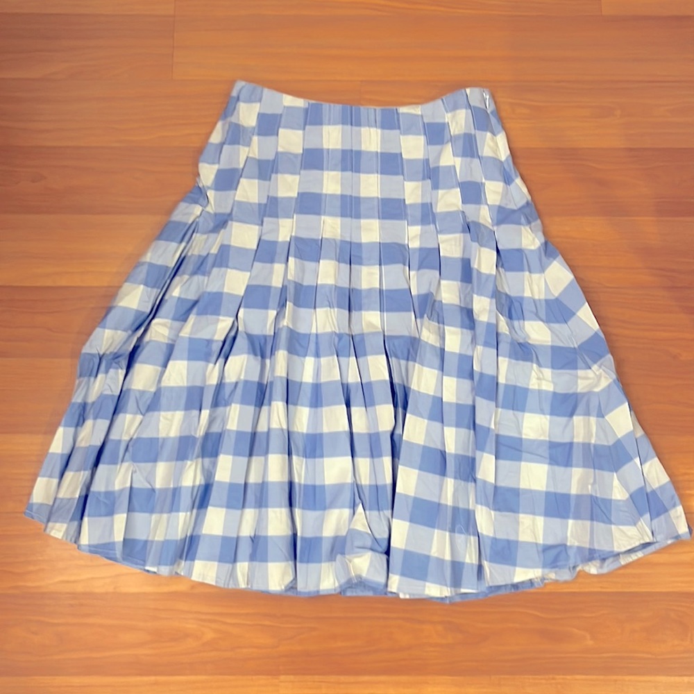 J.Crew Pleated cotton poplin midi skirt in Bristow gingham - Picture 5 of 8
